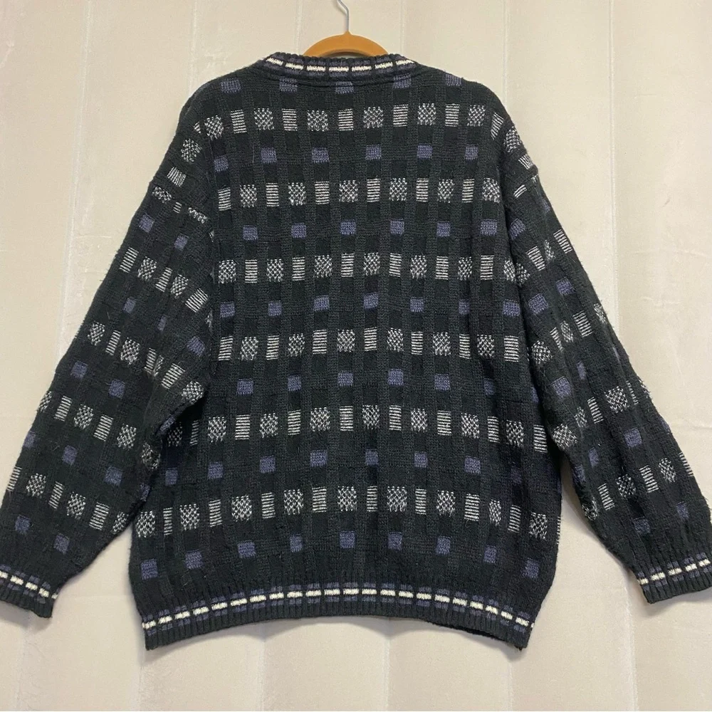 Vintage Daniel Hechter Men’s Sweater Paris France Mohair 3D Textured Knit 1990s